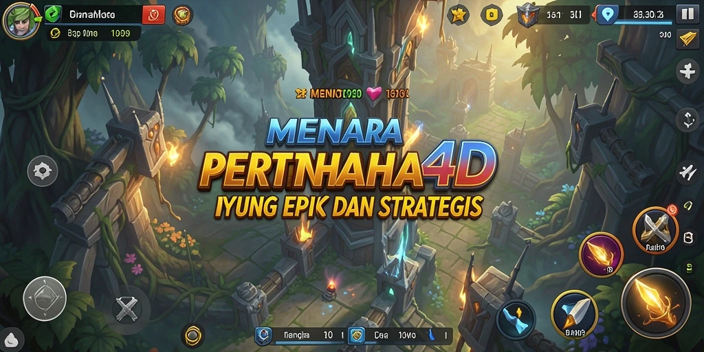 Tampilan menarik dari gameplay MENARA4D saat melindungi menara.