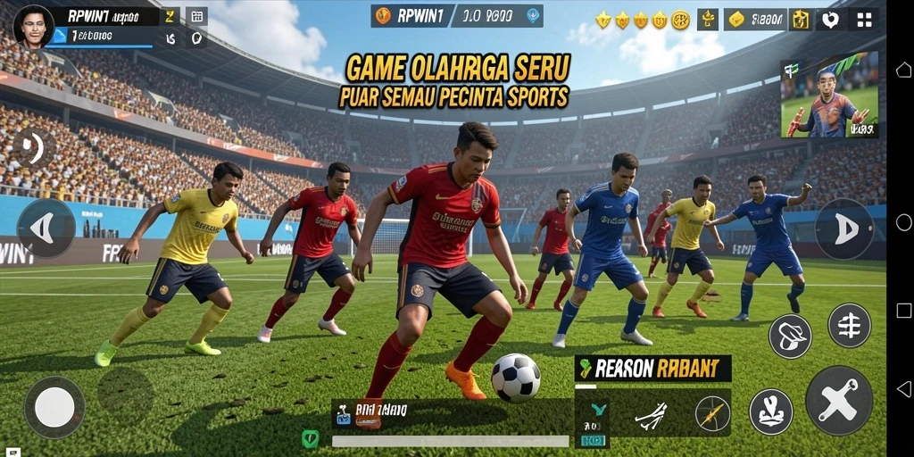 Tampilan gameplay seru di RPWIN1 dengan berbagai pilihan olahraga.