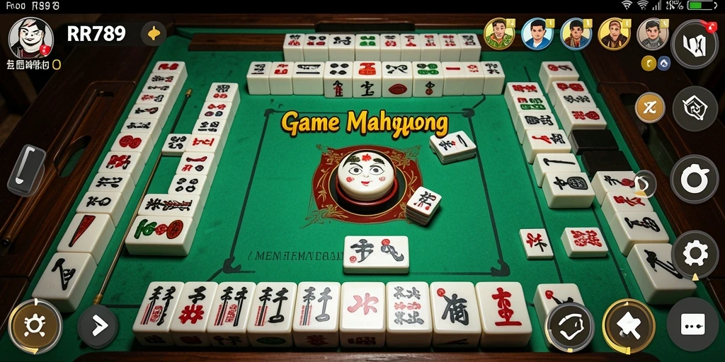 Tampilan gameplay RR789 yang menarik dengan ubin Mahjong berwarna-warni.